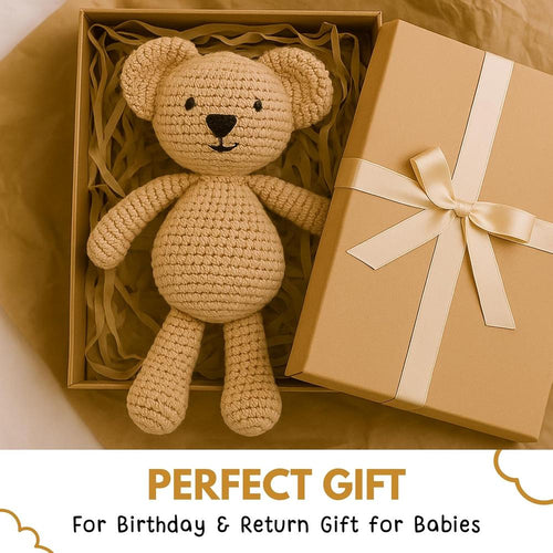 Little Ginnie Bear Crochet Soft Toy - Handmade & Washable Crochet Doll