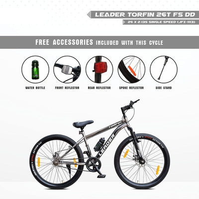 Torfin 26T MTB Cycle with Dual Disc Brake & Front Suspension (Grey) | 12+ Years (COD Not Available)