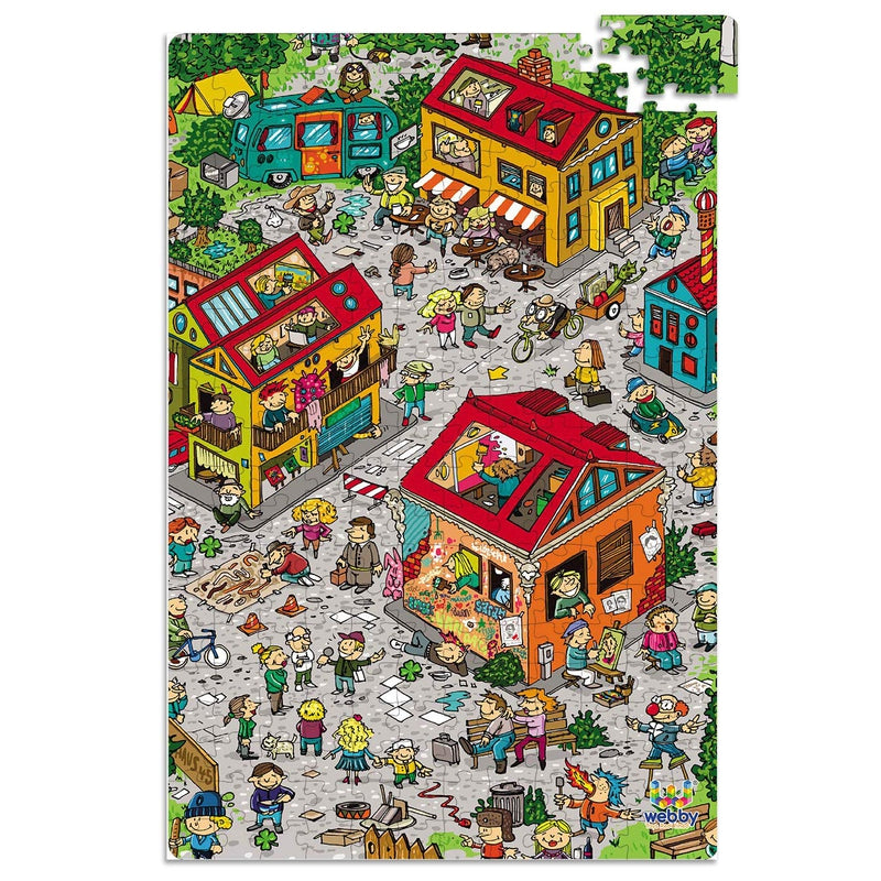 City Life Illustration Cardboard Jigsaw Puzzle - 252 pieces