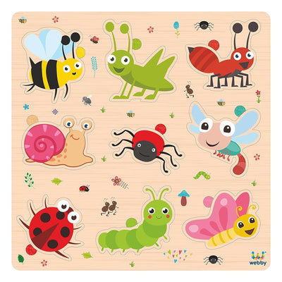 Wooden Insects Montessori Educational Pre-School Puzzle Board Toy