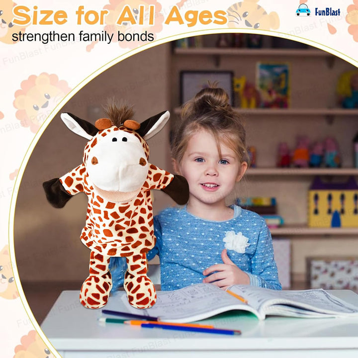 FunBlast Giraffe Hand Puppet | Soft Plush Animal Puppet with Movable Mouth for Storytelling & Kids’ Learning