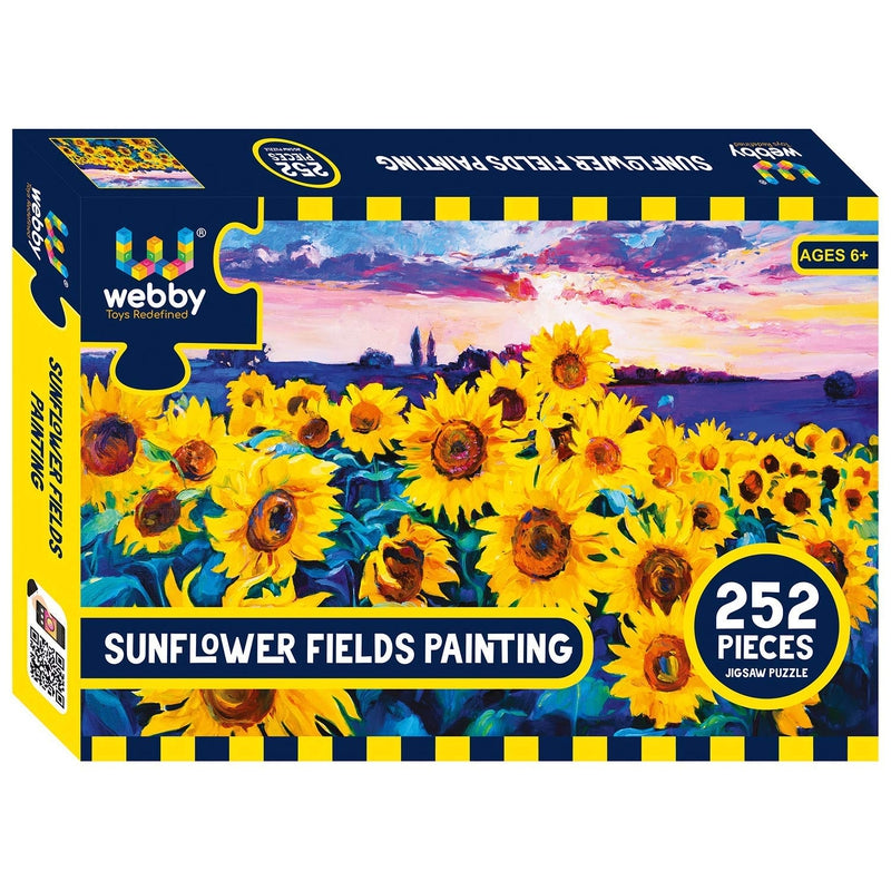 Sunflower Fields Painting Cardboard Jigsaw Puzzle, 252 pieces