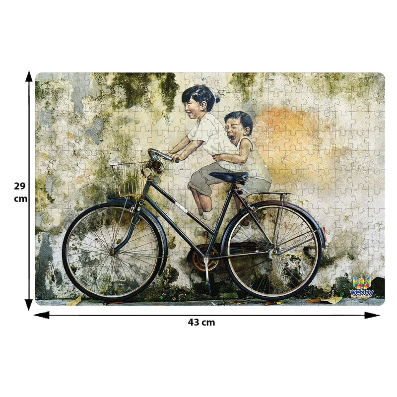 Children on a Bicycle Cardboard Jigsaw Puzzle, 252 pieces