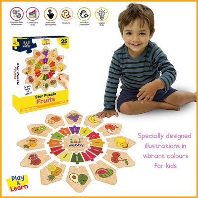 Fruits - Star Jigsaw Puzzle, Montessori Early Educational Pre School Puzzle Toy for 2+ Years Kid (25 Pcs)