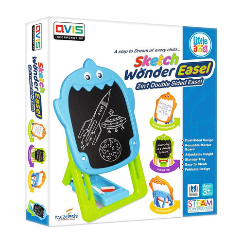 Avis by Ratna Sketch Wonder Easel | 2-in-1 Double-Sided Chalk & Marker Board