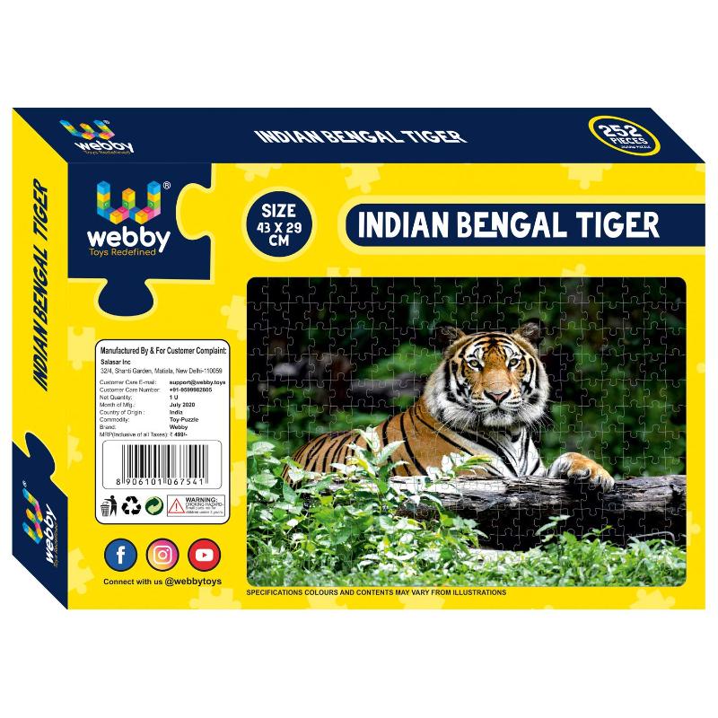 Indian Bengal Tiger Carboard Jigsaw Puzzle Set - 252 Pieces (6-8 Years)