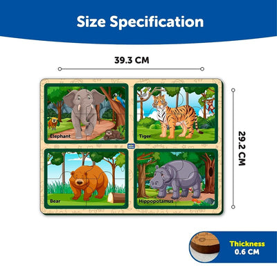 4 Pieces Of Animal Jumbo  Puzzle (Set of 4)