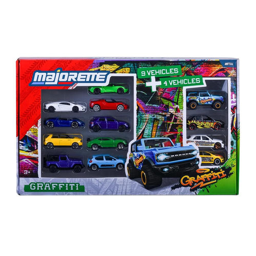 Original Licensed Majorette Graffiti 9+4 Gift Pack | 13 Licensed Metal Cars Set (9 Street + 4 Graffiti Style)