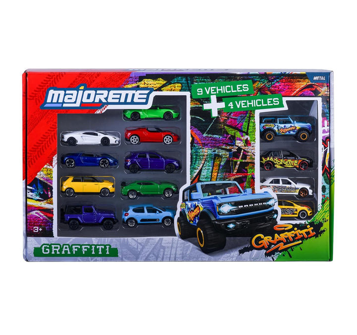 Original Licensed Majorette Graffiti 9+4 Gift Pack | 13 Licensed Metal Cars Set (9 Street + 4 Graffiti Style)