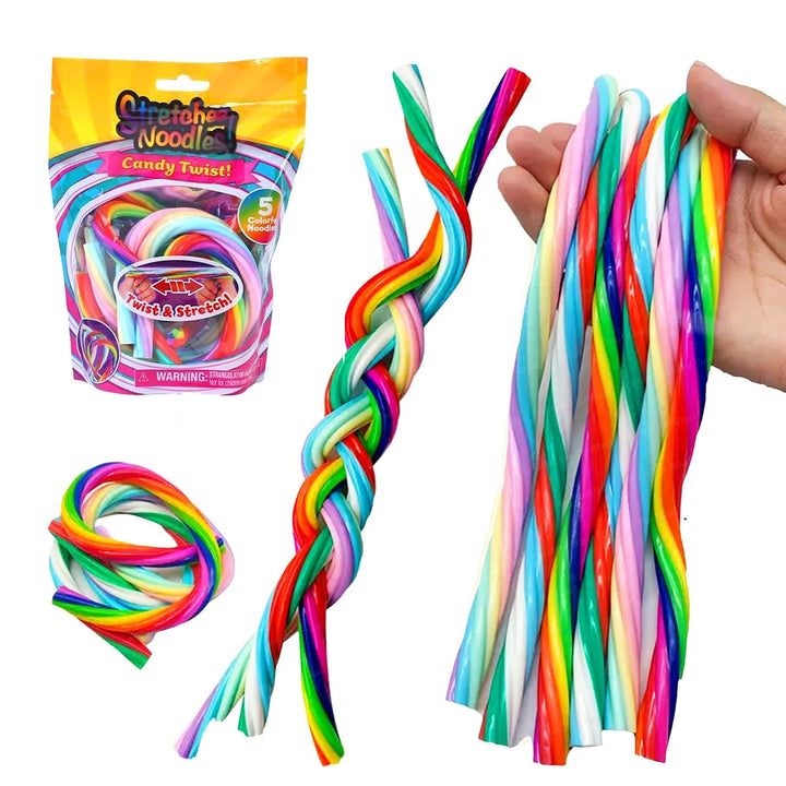 FunBlast Pack of 5 Stretchy String Fidget Toys | Colorful Candy Twist Noodle Strings for Kids