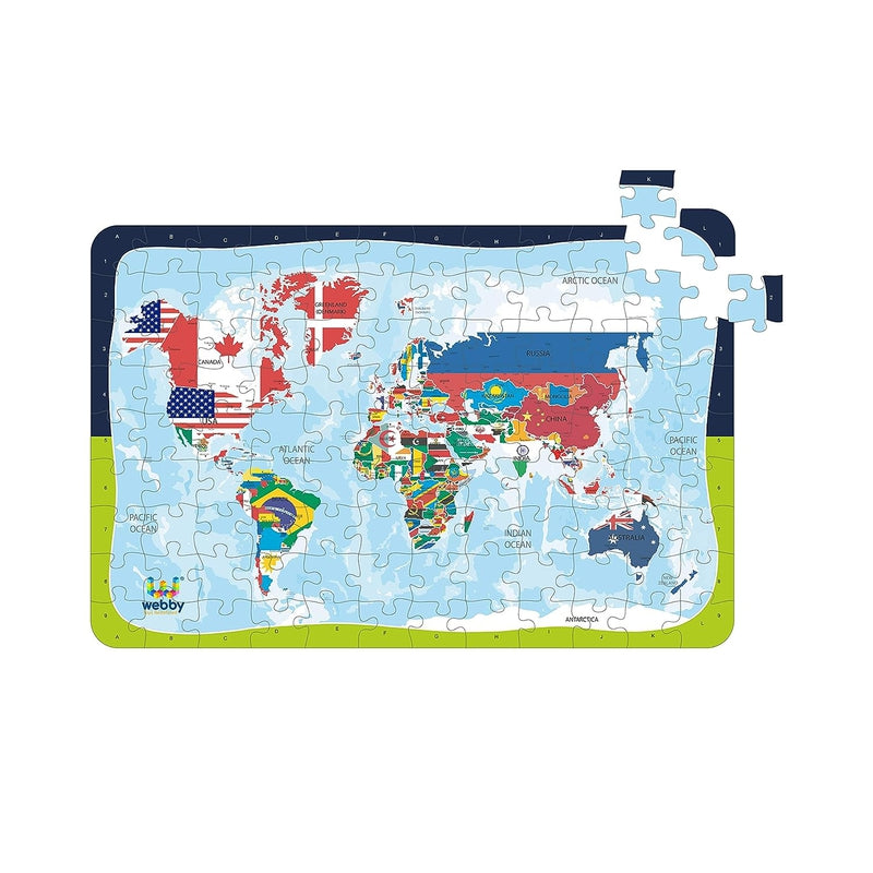 World Map With Flags Wooden Jigsaw Puzzle, 108 Pieces