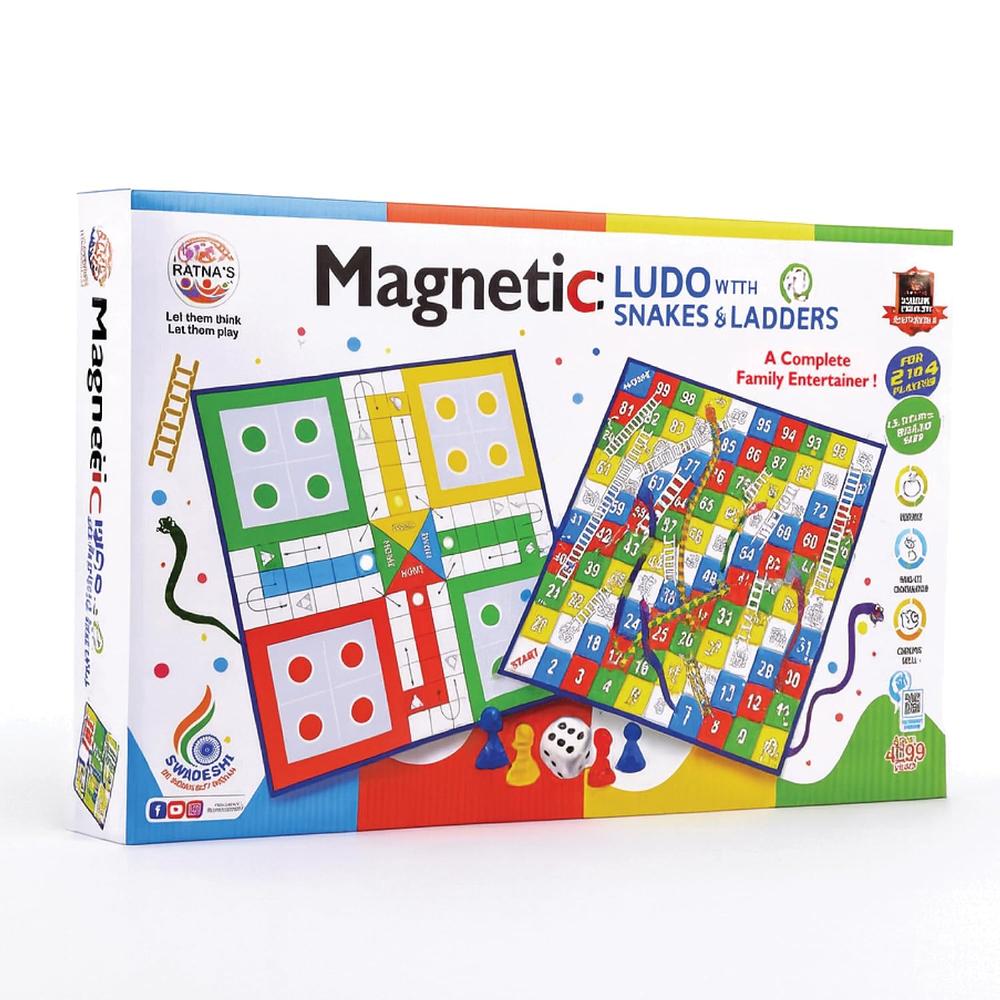 Ratna's Magnetic Snakes & Ladders with Ludo | 2-in-1 Board Game