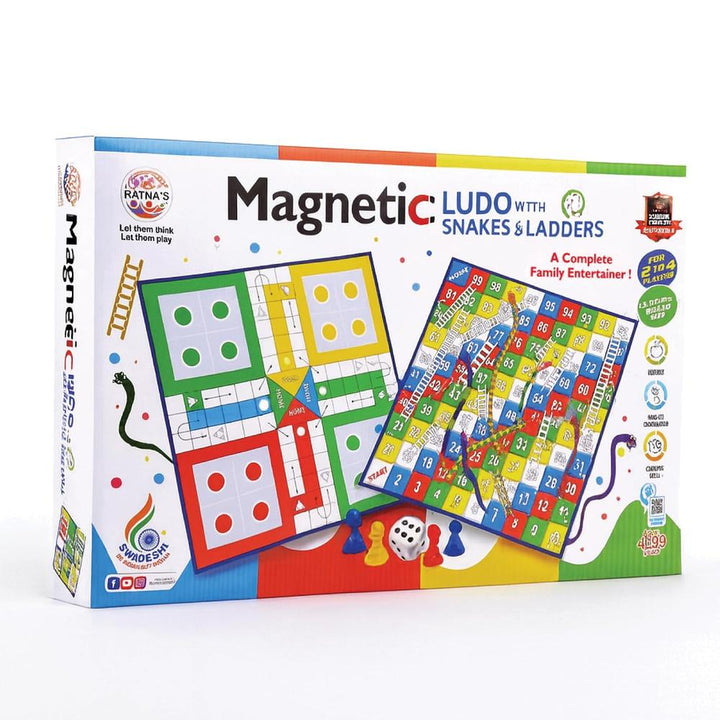 Ratna's Magnetic Snakes & Ladders with Ludo | 2-in-1 Board Game