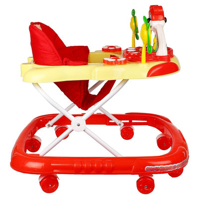 Baby Musical Walker - Foldable & Height Adjustable - Red