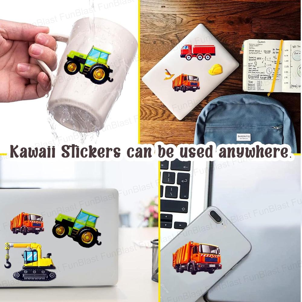 FunBlast Vehicle Theme 3D Puffy Stickers for Kids | Red Vehicle Kawaii Self-Adhesive Foam Stickers