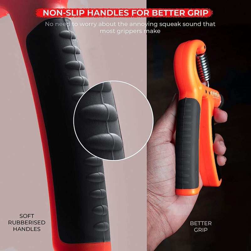 Fitfix Adjustable Grip Strengthener and Finger Trainer Forearm Exerciser | Gym Accessories for Grown Ups - (Pack of 2)