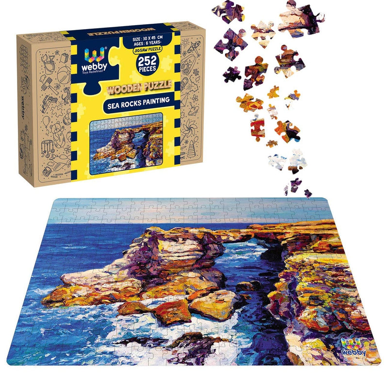 Sea Rocks Painting Jigsaw Wooden Puzzle, 252 Pieces