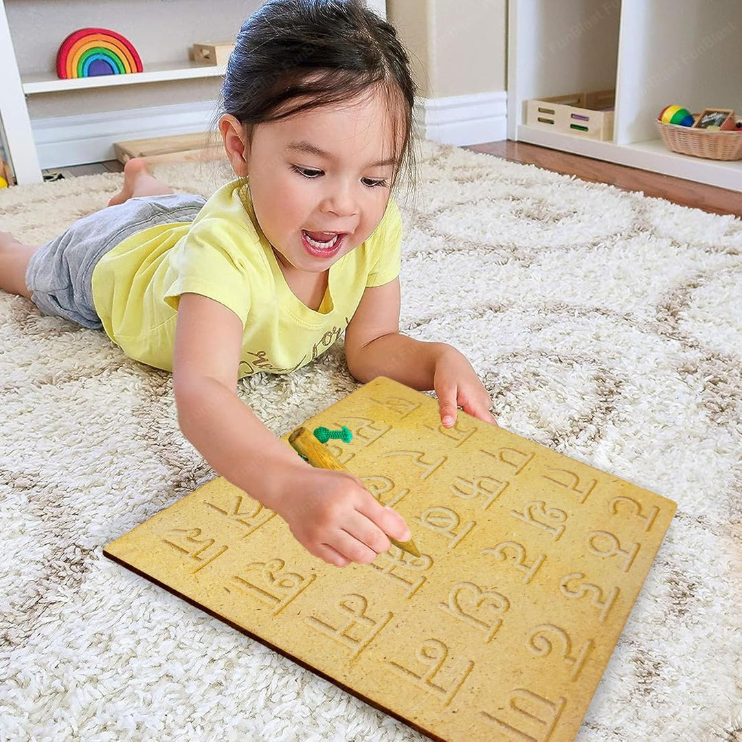 FunBlast Set of 3 Writing Practice Tracing Wooden Boards