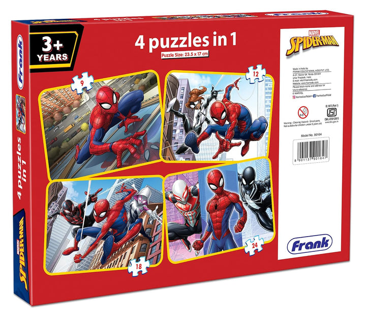 Frank Marvel Spiderman 4-in-1 Jigsaw Puzzle Set for Kids | Set of 4 Jigsaw Puzzle