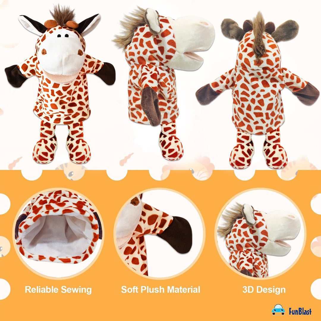 FunBlast Giraffe Hand Puppet | Soft Plush Animal Puppet with Movable Mouth for Storytelling & Kids’ Learning