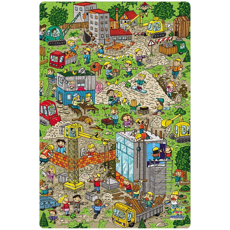 Construction Site Illustration Wooden Jigsaw Puzzle - 252 Pieces