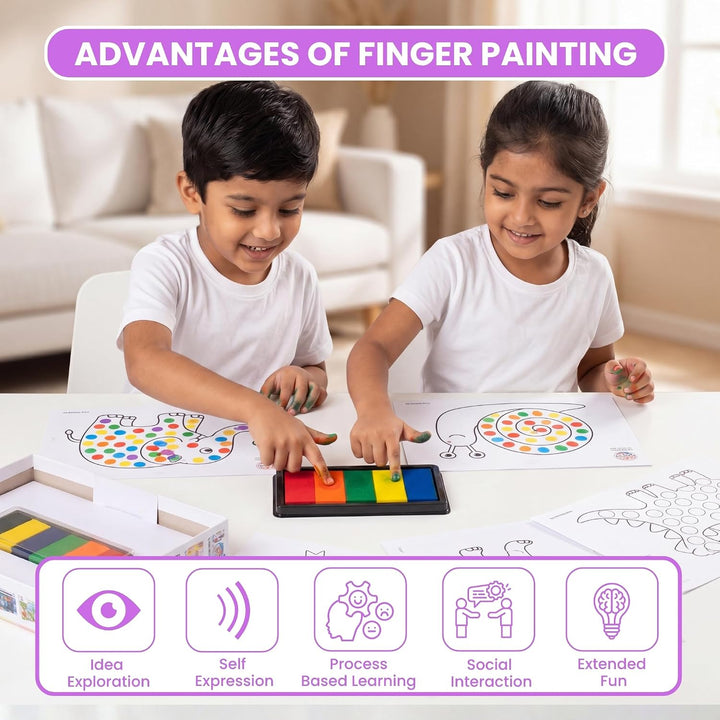 Ratnas Finger Painting Kit – Creative Art & Craft Activity | 12 Sheets