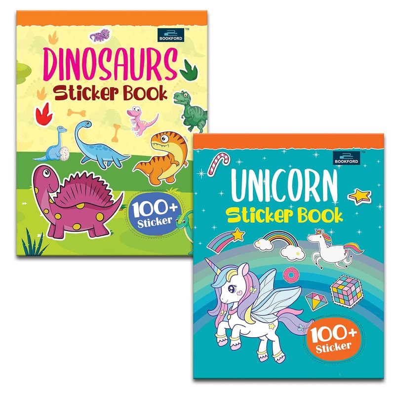 Dinosaurs And Unicorn Sticker Book for kids (Set Of 2)