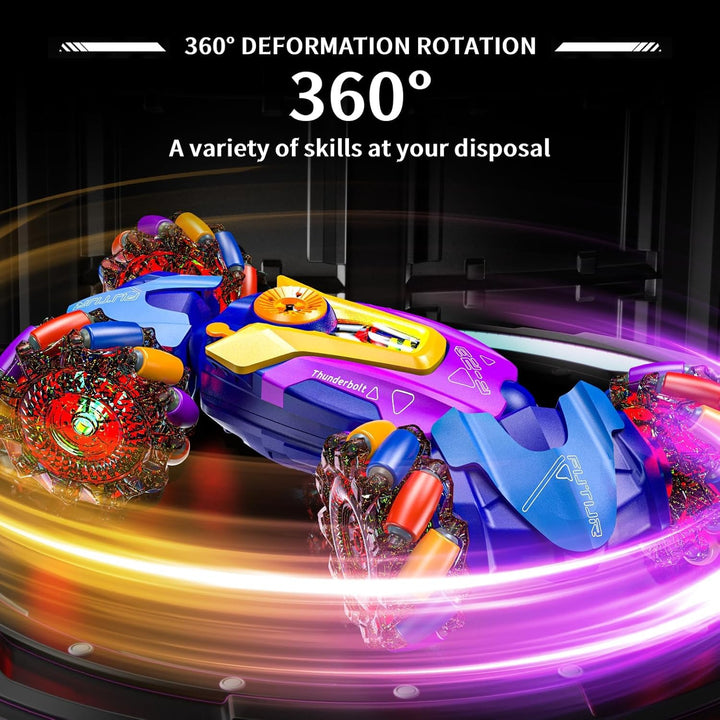 Xuda Toys RC Torsion Stunt Car with Spray, LED Lights & Music | Dual Remote Control Car