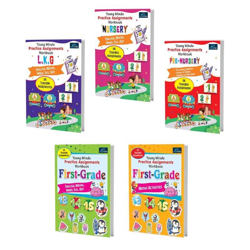 Kids Book of Practice Assignments ( Set of 5 ) - Hindi, English, Maths, EVS and Art