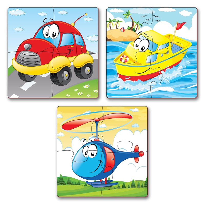 Transport Jigsaw Puzzle for Kids | 4 Pieces Puzzles | Educational Toys and Games  (Set of 3 Puzzles in Box)