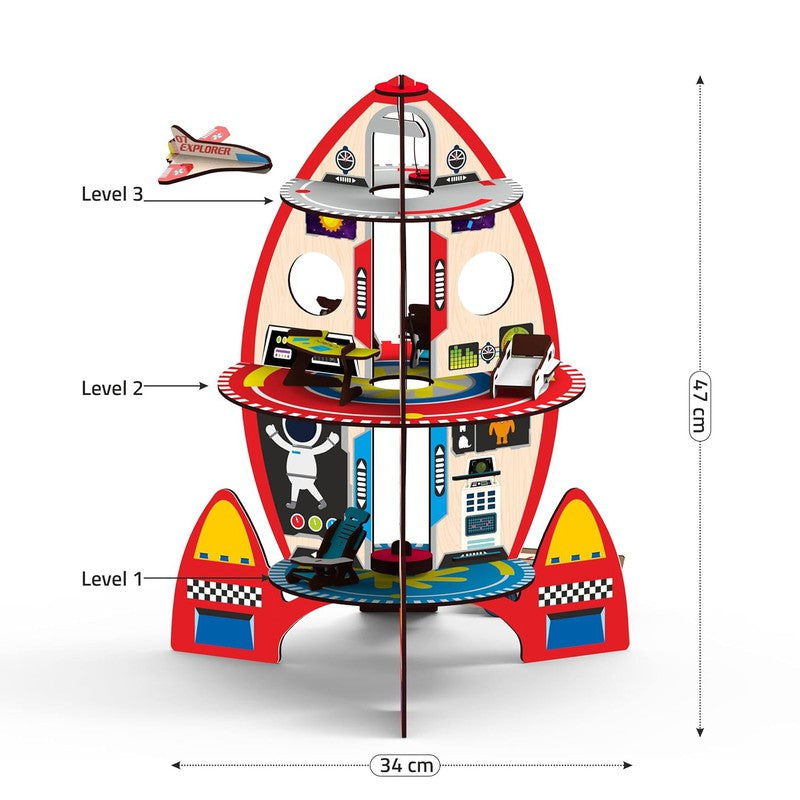 DIY Rocket Playset Doll House Spaceship Play House - Multicolour