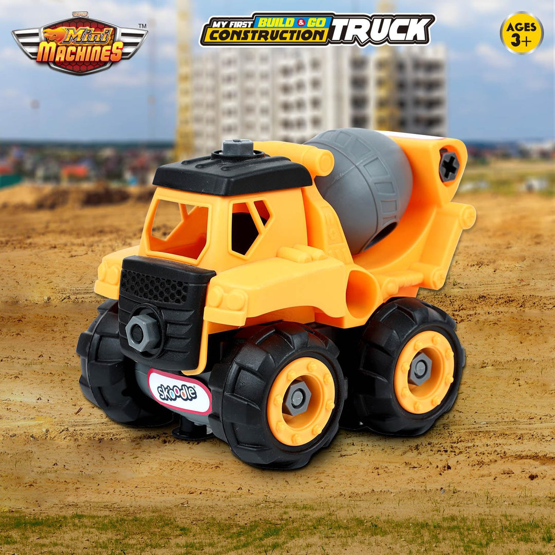 Scoodle Mini Machines My First Build & Go - Construction Truck Toy | Pull Back Vehicle for Kids