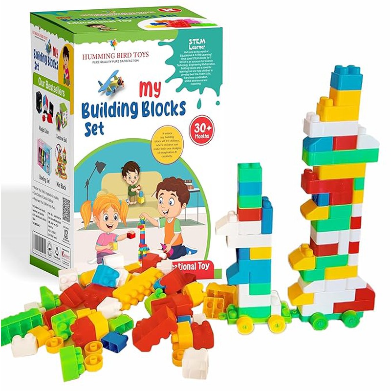 Kids 100 Pcs Box Big Mega Size Puzzle Blocks | Building and Construction Block Set (Multicolor)
