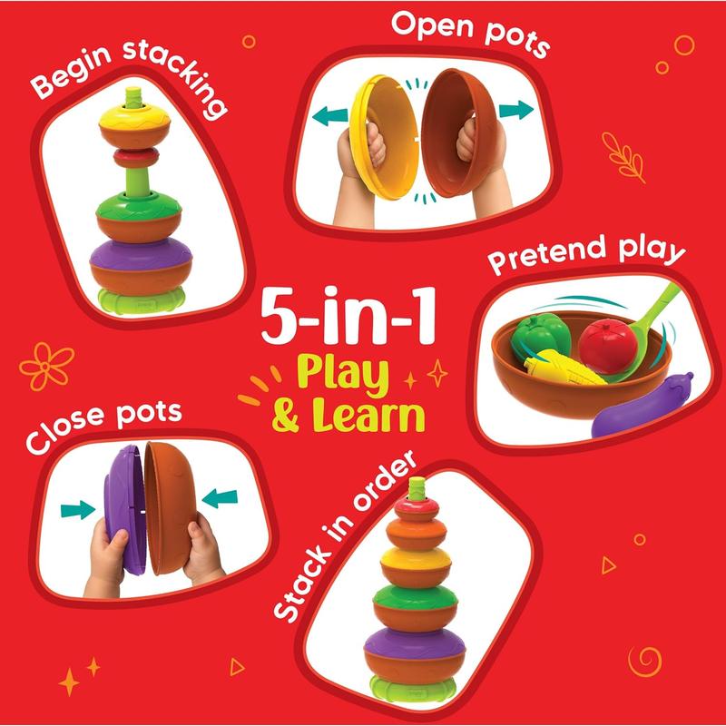 Buy 5 in 1 Stacking Pots - Color Sorting, Nesting & Pretend Play Toy (1 ...