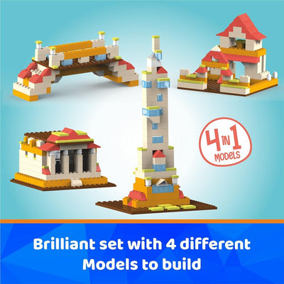 4 in 1 Young Designer ABS Blocks Kit, Tower, Building , Bridge, Architecture Construction Play Set - (161 Pcs)