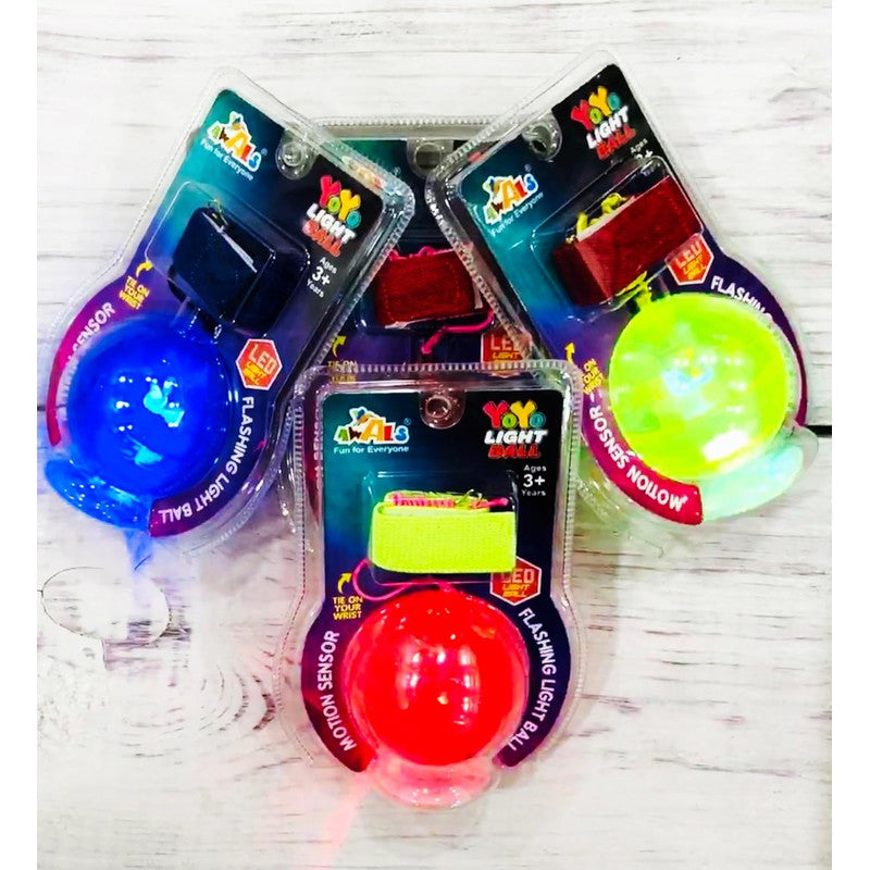 Led Yo Yo Ball Toy for Kids | Ball Play Set Adjustable Velcro Wrist Band | Pack of 3