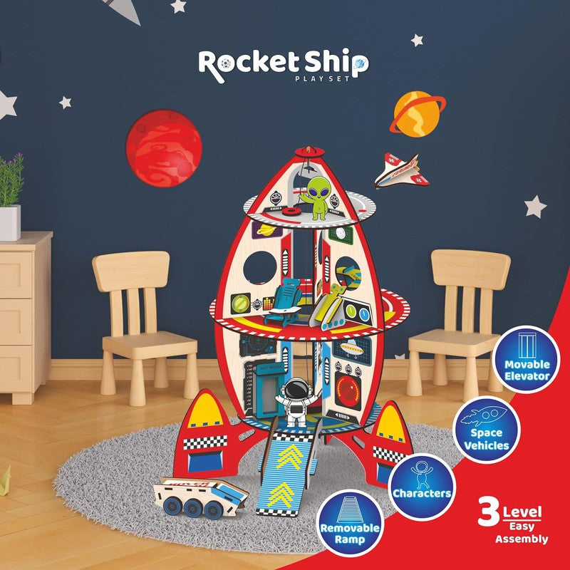 DIY Rocket Playset Doll House Spaceship Play House - Multicolour