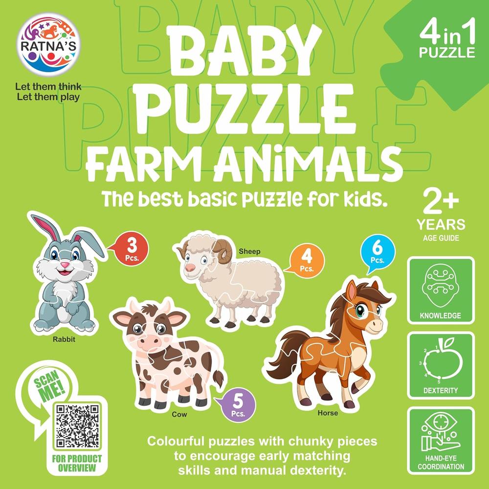Ratna's Educational Baby Jigsaw Puzzle – Farm Animals