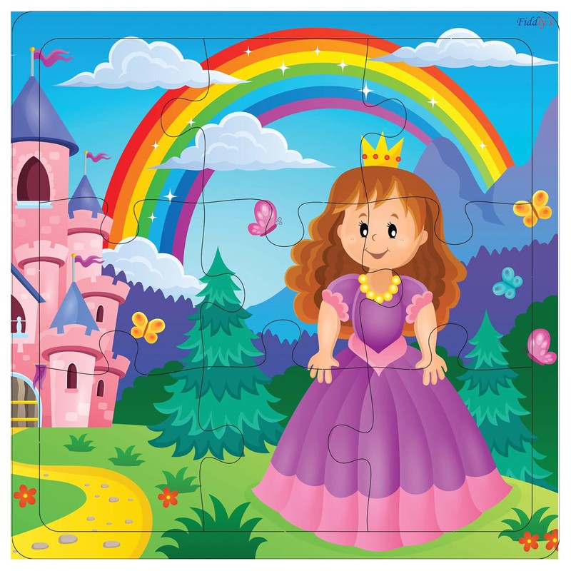 Wooden Jigsaw Puzzles - 9 Pieces (Unicorn & Princess - Pack of 4)