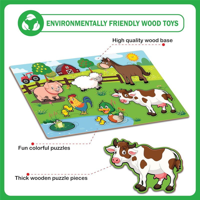 Wooden Farm animals Puzzle for Kids | Learning Educational Montessori Kids Toys