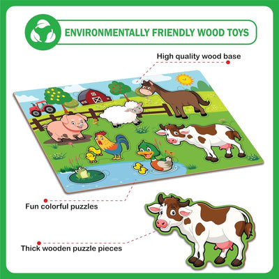 Wooden Farm animals Puzzle for Kids | Learning Educational Montessori Kids Toys
