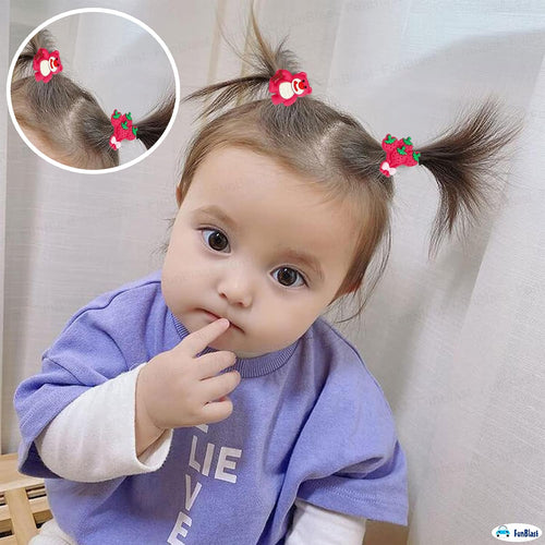FunBlast Hair Rubber Bands for Girls | 10 Pcs Strawberry Bear Hair Ties