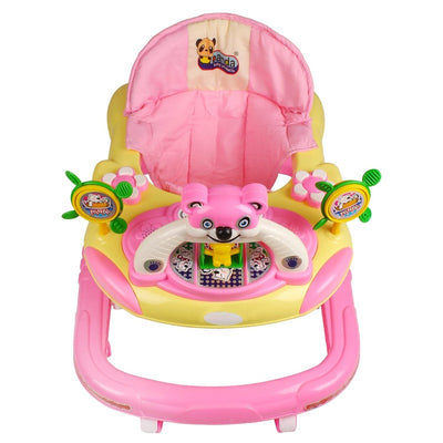 Baby Musical Foldable & Height Adjustable Walker with Parental Handle (Pink)