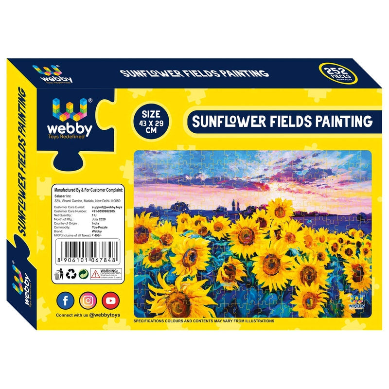 Sunflower Fields Painting Cardboard Jigsaw Puzzle, 252 pieces