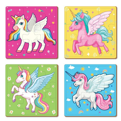 Wooden Puzzle for Kids | Learning Educational Montessori Kids Toys (Farm animals, Dinosaurs, Wild Animals, Unicorns) (Pack of 4)