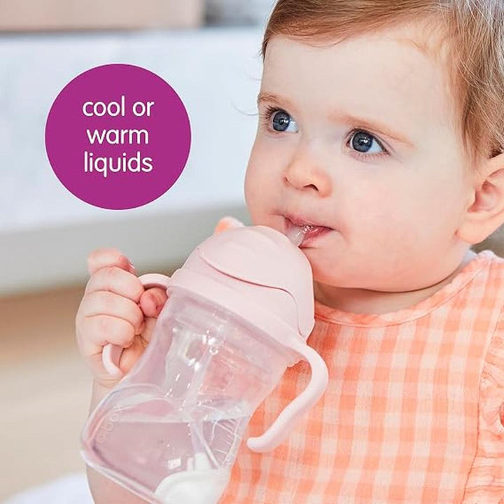 B.box Weighted Straw Sippy Cup - Blush Light Pink (240 ml) | Easy Drink at Any Angle
