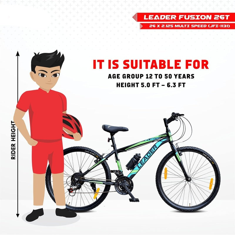 Fusion 26T Multi Speed (21 Speed) Grear Cycle with Rigid Fork and Power Brake Bicycle | 12+ Years (COD Not Available)