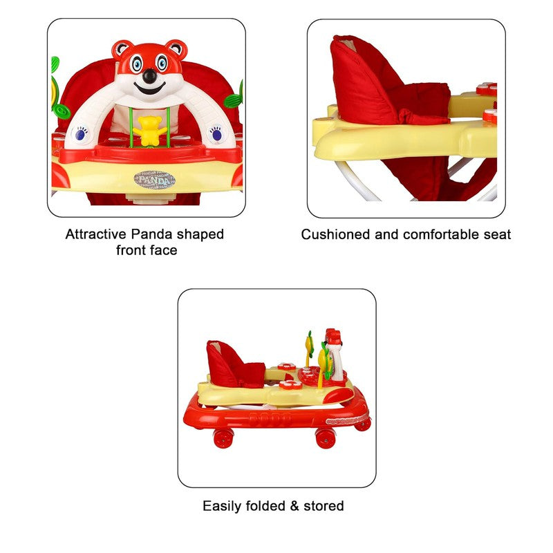 Baby Musical Walker - Foldable & Height Adjustable - Red