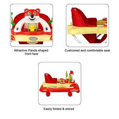 Baby Musical Walker - Foldable & Height Adjustable - Red