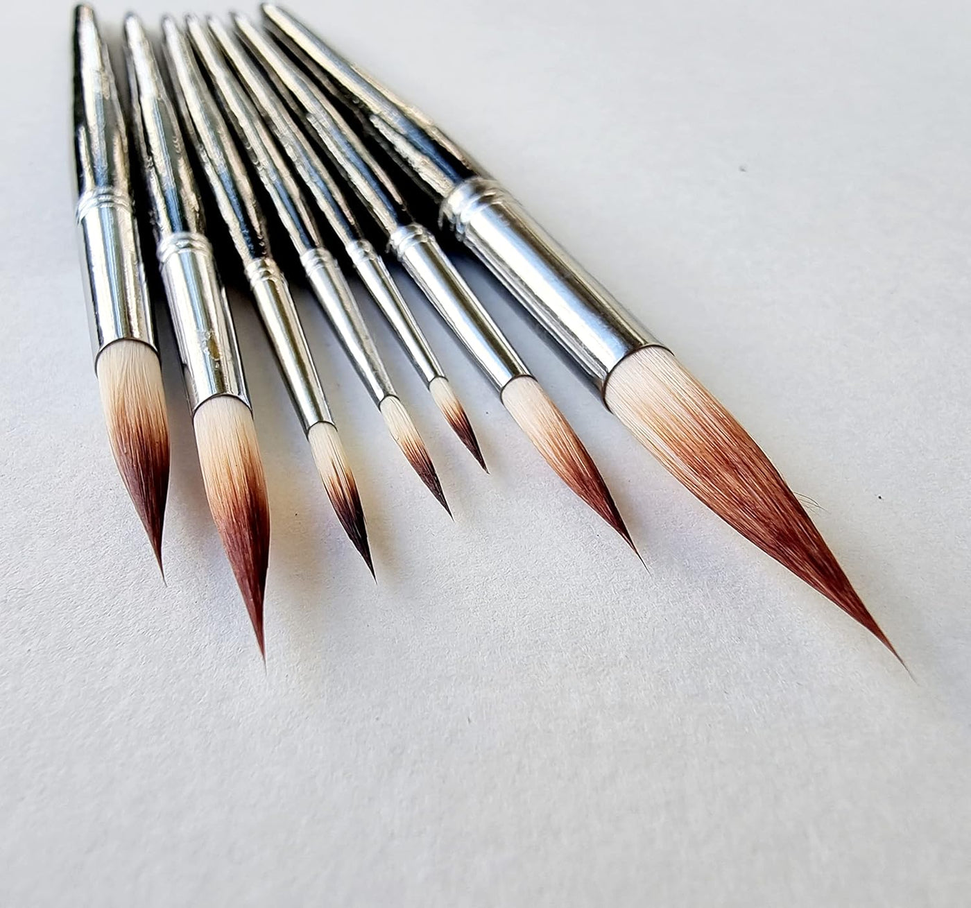 Set of 7 Round Handcrafted Paint Brushes | Black